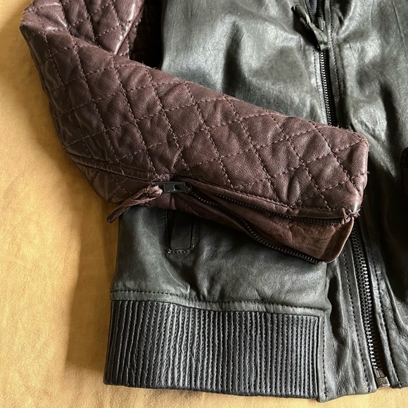 AllSaints Rixey Leather Bomber Sz XS - Picture 7 of 10
